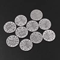BELTI 10 Piezas 25 x 2 mm Fichas de Juego de Acero Inoxidable Juego de Arcade Moneda Pentagrama Corona Fichas